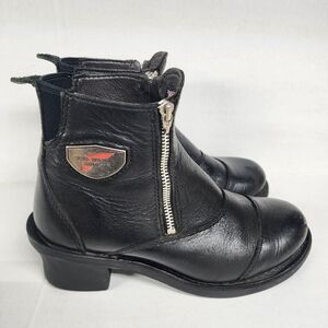 Women's Red Wing 1671 Black Leather Boots  Zippered Size 8 Metal Emblem